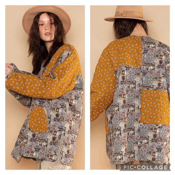POL Jackets & Blazers - POL Quilted Patchwork Jacket Oversized Floral Size M/L